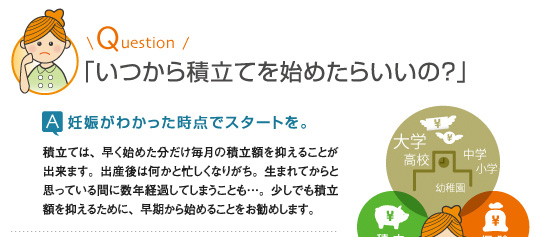 積み立ては妊娠が分かった時点で始められるのがベター。